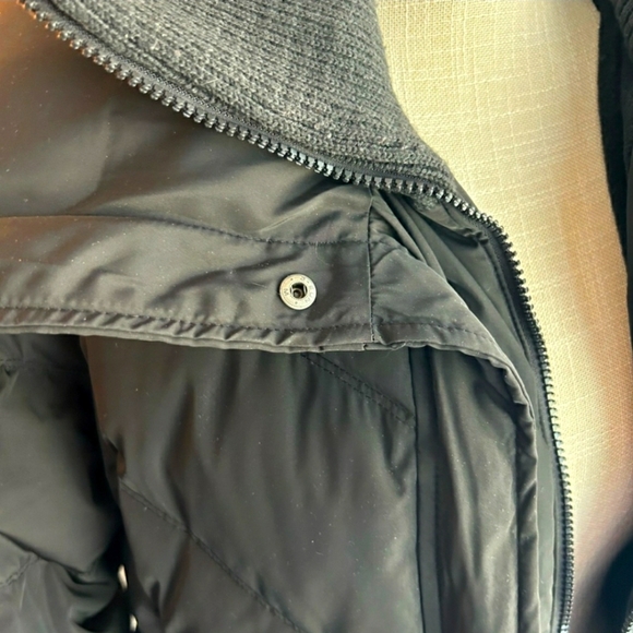 100% Down Puffer Longline Coat> black, high dual collar - Picture 11 of 13